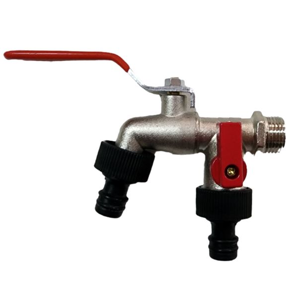 Tool DIY Plumbing Dual Head Plactis Joins Quick Opening Tap Faucets (15cm)