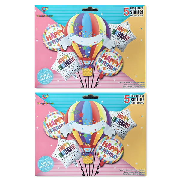 10 Piece - Air or Helium Foil Balloon Set - Happy Birthday- Party Decor