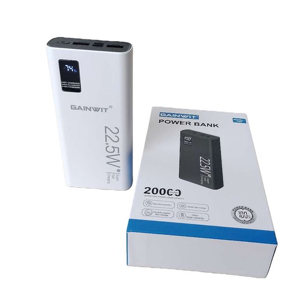 GAINWIT GK8 20000mAh Power Bank 22.5W Super Fast Charging White