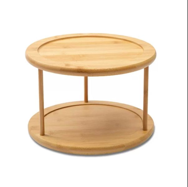 Bamboo Double Tier Rotatable Lazy Susan