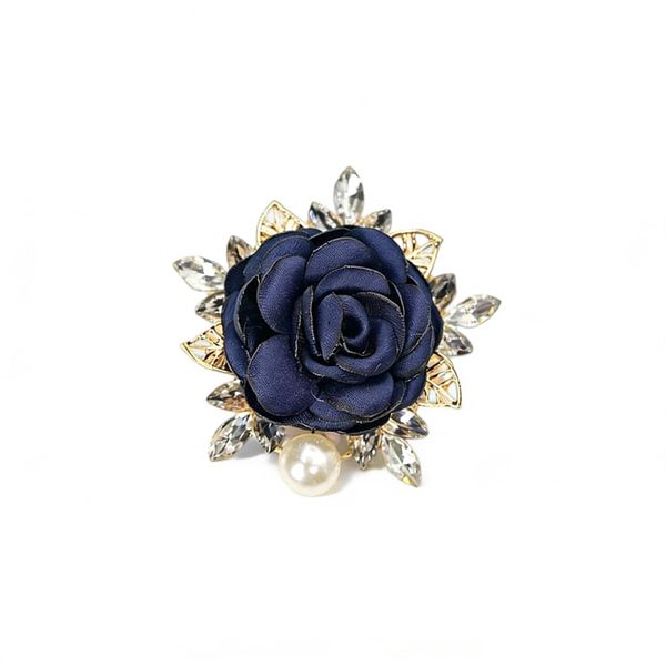 Women's Coat Dress Rhinestone and Pearl Fabric Rose Flower Brooch Pins