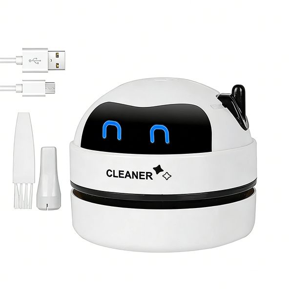 Mini Robot Desktop Vacuum Cleaner,USB Rechargeable Keyboard/Dust Cleaner