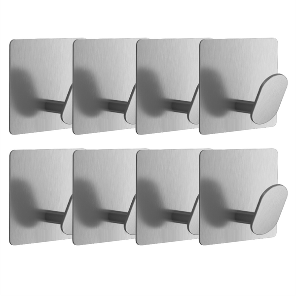 8Pcs Towel Hooks For Bathrooms Adhesive Wall Hooks Stainless Steel