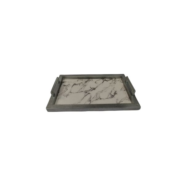 Plastic Fancy Tray - Grey and White