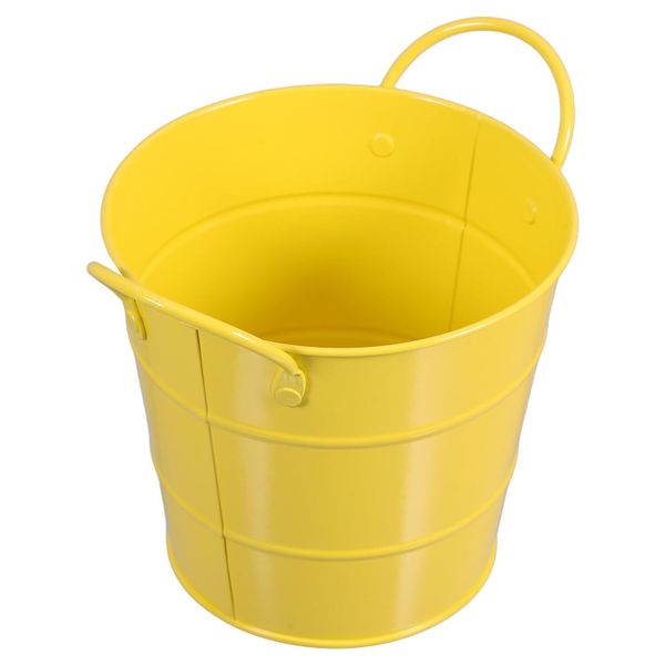 Yellow Iron Desktop Trash Can Narrow Wastebasket For Home Office Workspace