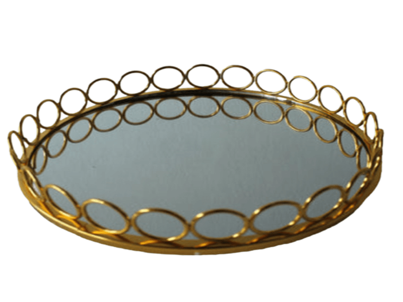 Round Loop Mirror Tray Gold
