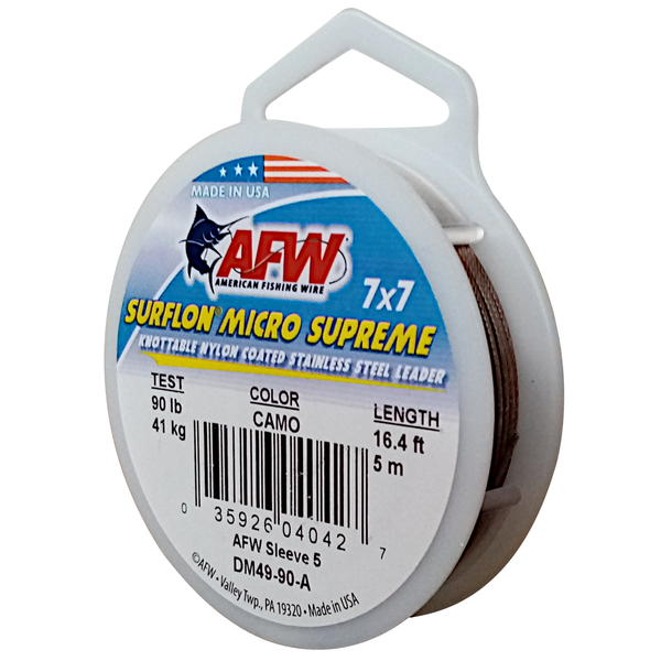 American Fishing Wire Surflon Micro 49 Strand Wire 41Kg/90Lb Camo