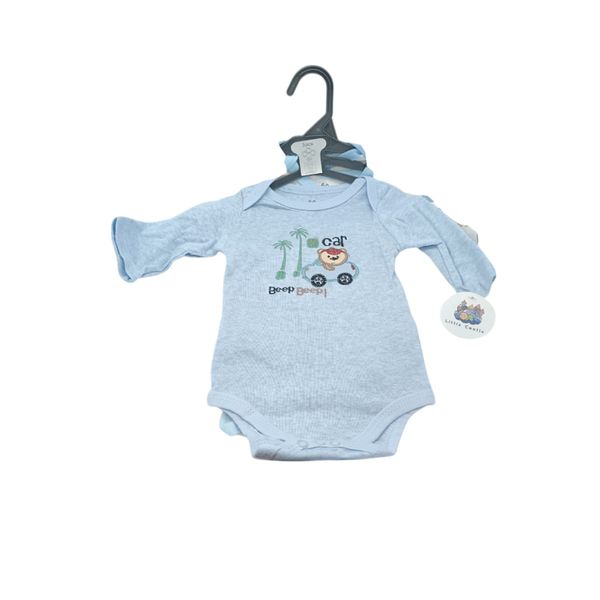 Little Castle Babaysuit Long Sleeve 6-9 Months Cotton 3-Pack