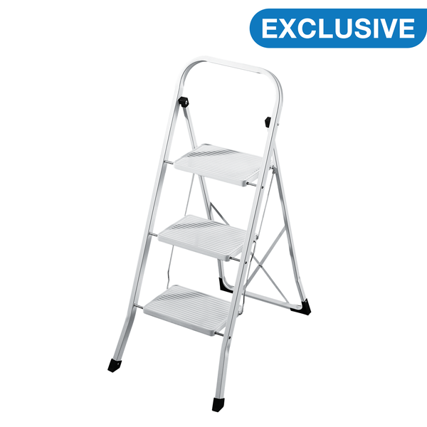 3 Step Foldable Ladder - White