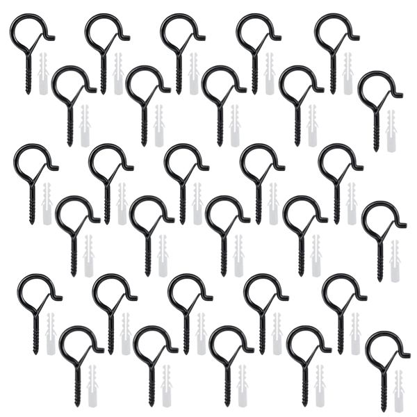Home DIY Self Screw-In Hook With Safety Buckle And Cover Jumbo Set Of 30