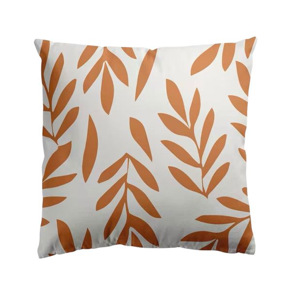 Leaves Beige Plush Brown Luxury Scatter Cushion Cover 60cmX60cm