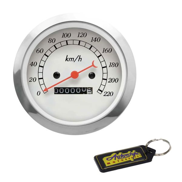 Autogauge Classic Series Mechanical Speedometer - 85mm - White &amp; Key Holder