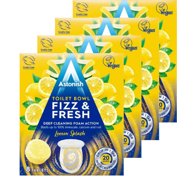 Toilet Bowl Cleaner | Extra Strength | Lemon Splash | 4 Pack | Astonish