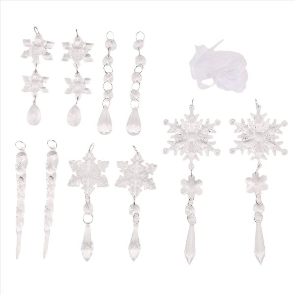 Christmas Tree Clear Acrylic Icicle Ornaments Crystal Snowflake Icicle Drop