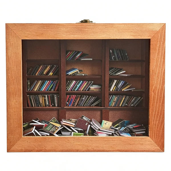 Anxiety Bookshelf with 200 Mini Books Bookshelf Ornament Decor Fun Gift
