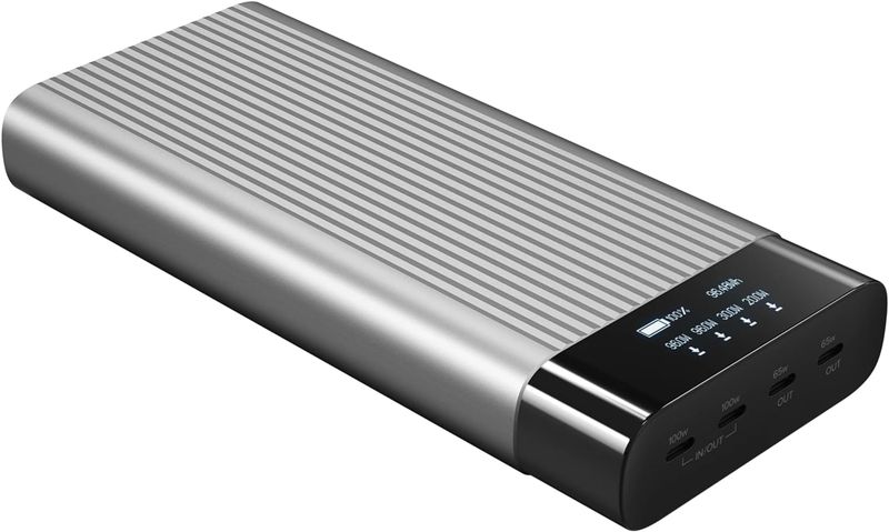 HyperJuice 27000mAh USB-C 100Wh Battery Pack (245W) - Silver/Black