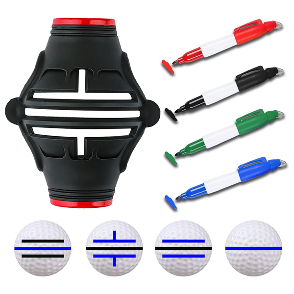 Golf Ball Marker Stencil with 4 Marker Pens 360 /180 Triple Line