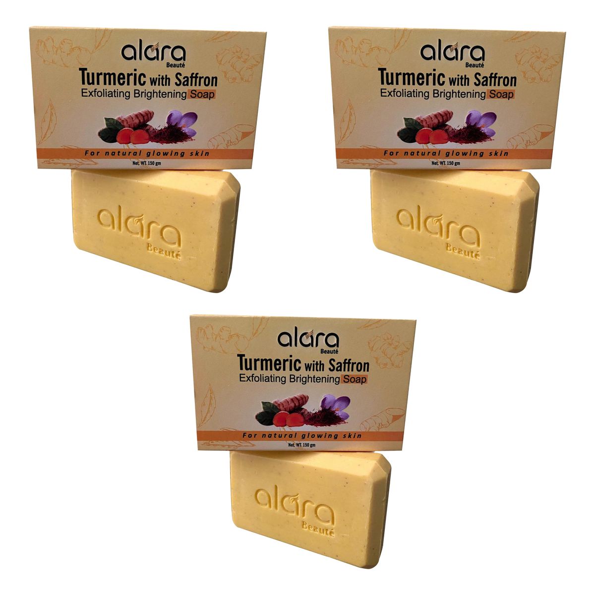Facewash Exfoliating Turmeric with Saffron Soap Alara Combo of 3