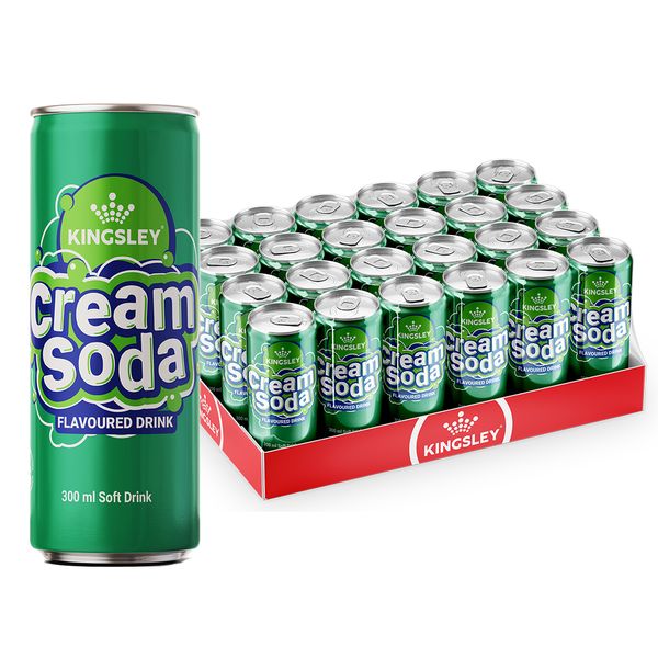 Kingsley Sparkling Soft Drink - Cream Soda (24 x 300ml Cans)