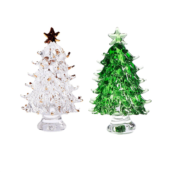 2Pcs Crystal Christmas Trees Fireplace Mantel Decor