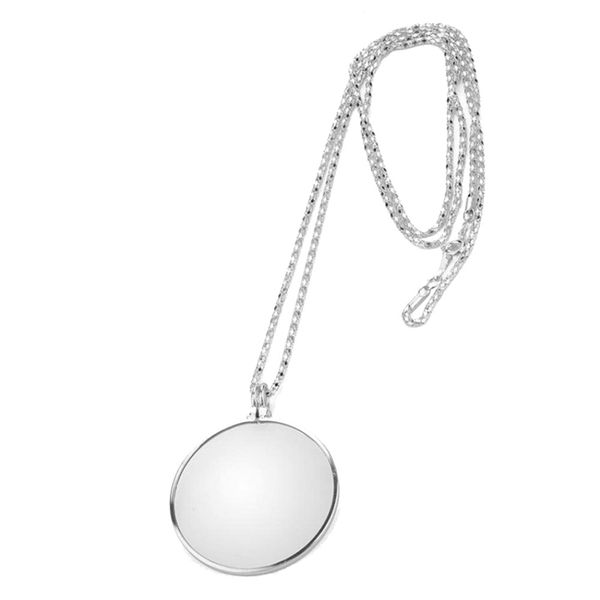 Monocle Necklace With 5X Magnifier Magnifying Glass Pendant - Silver