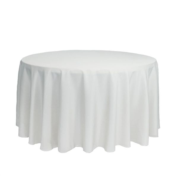 Round Polyester Tablecloth White