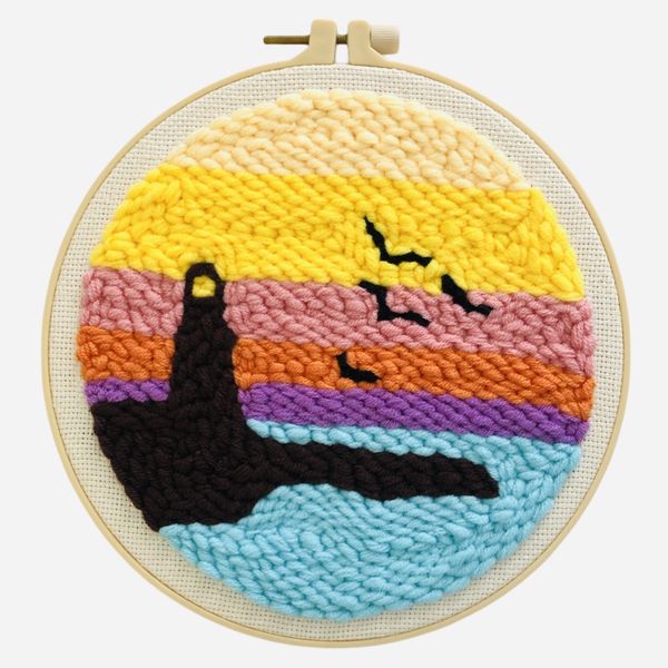 Lighthouse Sunset - Punch Needle Embroidery Wool Art DIY Craft Kit Tapestry