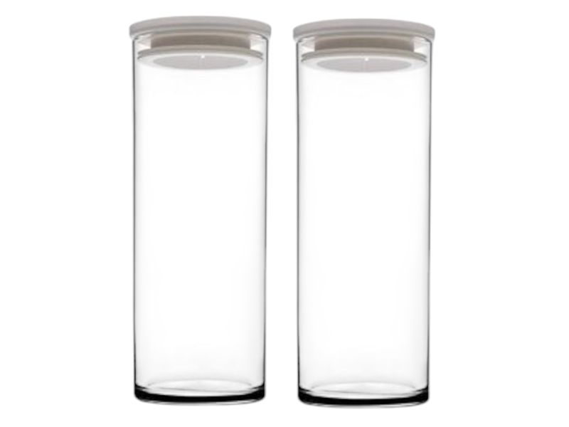 Pasabahce Glass Storage Containers With White Lid 2 Piece 1230ml