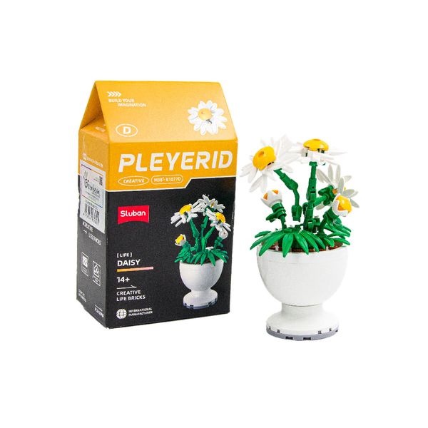 Sluban Building Set: Pleyerid - Potted Flowers - Daisy - 72 Piece