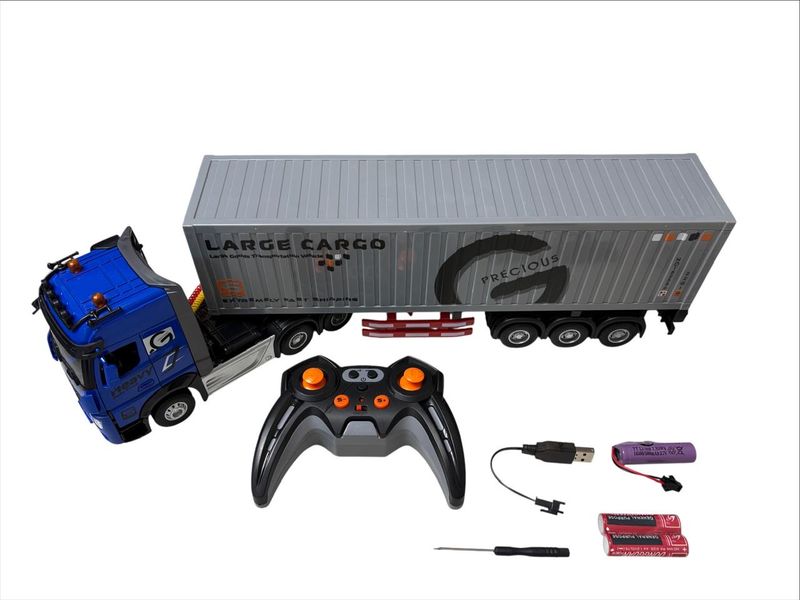 Remote Control Die-Cast Cargo Truck with Lights &amp; Sound (1:24 Scale)