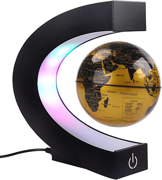 85mm Floating Globe with LED Lights Magnetic Levitation World Map (C Shape)