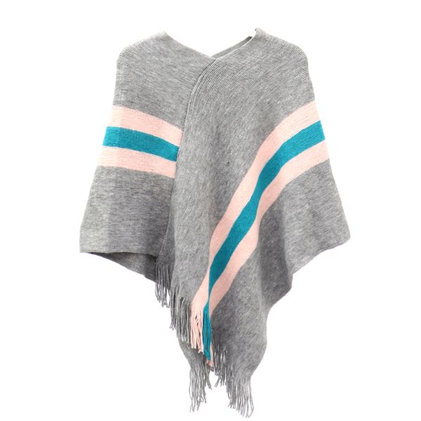 Blackcherry - Striped Middle Panel Poncho