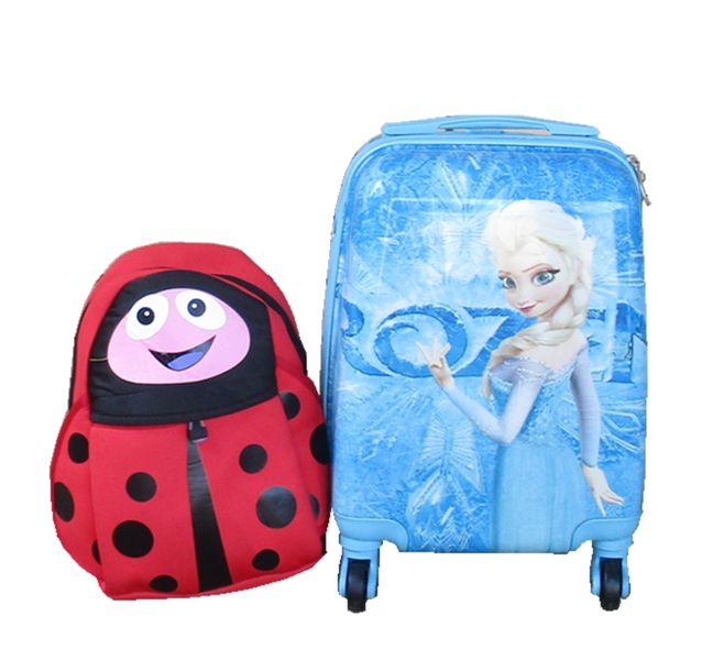 Frozen &amp; Red Ladybug Kids 2-Piece Luggage Set - Spinner Suitcase &amp; Backpack