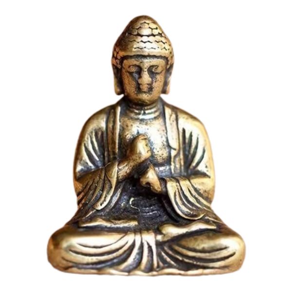 Small Pure Brass Buddha Freestanding Zen Ornament