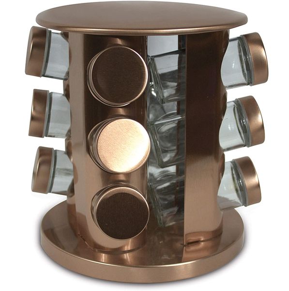 Rotating Spice Rack 12 Jars - Copper