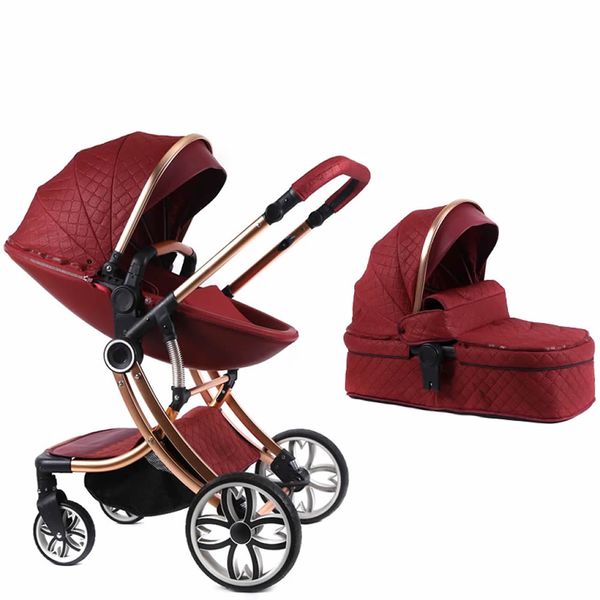 Egg Shell 2 in 1 Luxury Pram Baby Stroller BB-24 RED