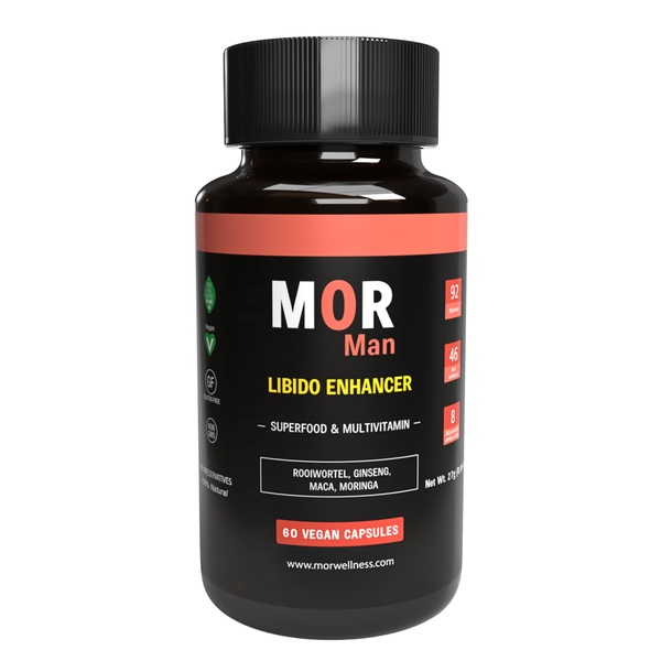 MOR Man Libido Enhancer Rooiwortel, Ginseng, Maca &amp; Moringa 60 Capsules