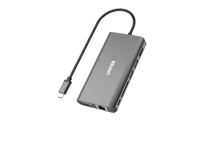 8-in-1 USB-C Ethernet Hub with Dual Monitor,100W Power Delivery and Reader