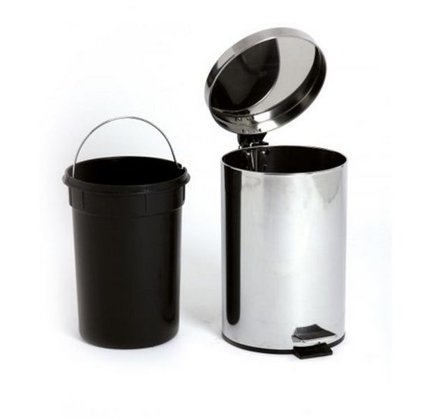 Silver Cylindrical Step-On Bin