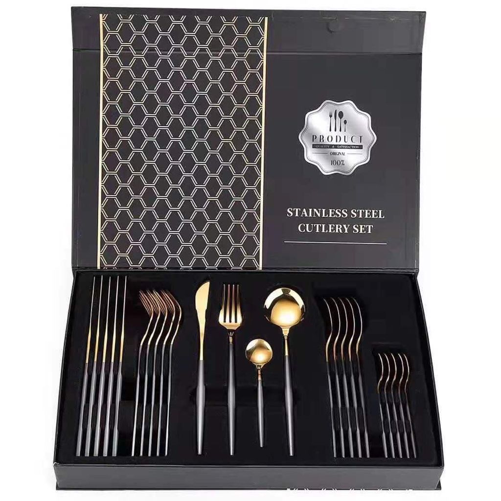 24 Piece Stainless Steel Cutlery Set Flat Black Shop Today. Get it
