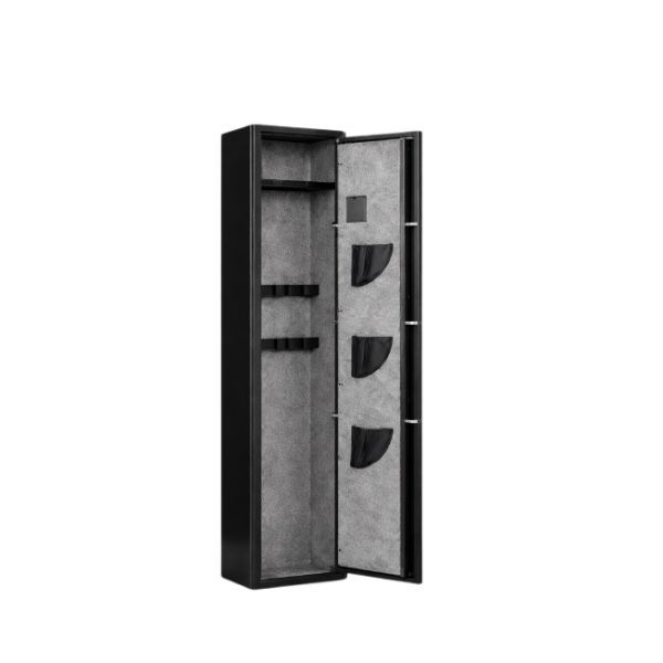 Tall Lockable Storage Cabinet with Removable Shelves - Black