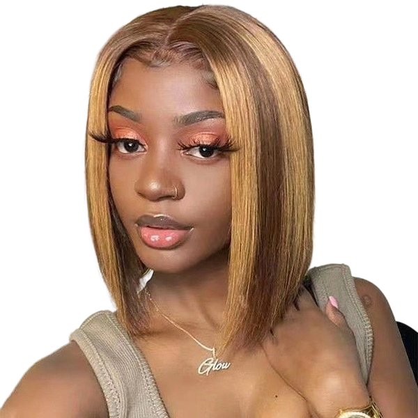 Highlight Bob Wig Human Hair 13x4 Frontal Bob Wig 4/27 Ombre Lace Front Wig