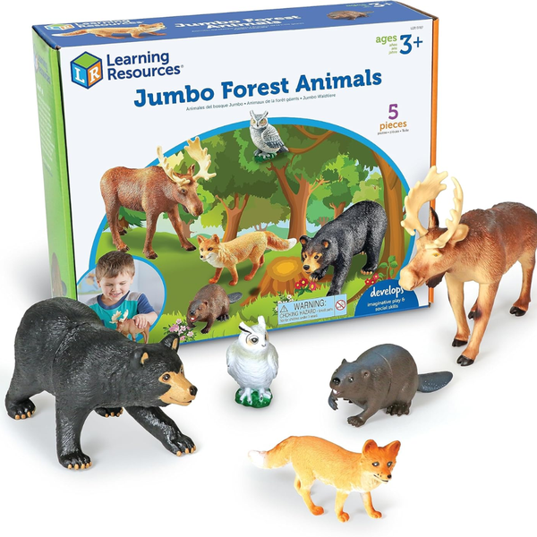 Learning Resources Jumbo Forest Animal Toys for Kids, 5pcs Ages 18 months+