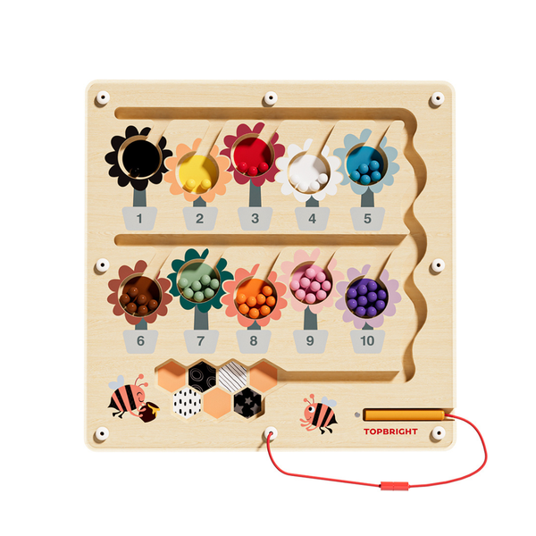 TopBright - Wooden Busy Bee Magnetic Maze - Colour Sorting &amp; Matching Toy