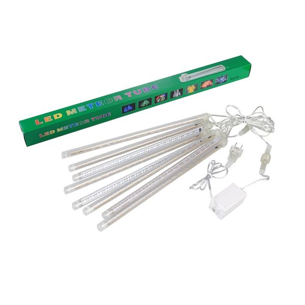 LED Meteor Shower Rain Light Tubes 8 Piece - Cool White - 30cm