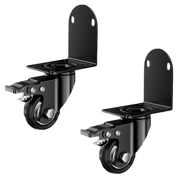 Tools L-Shaped Swivel Furniture Replacement Castor Wheels 2 Pieces with Brakes