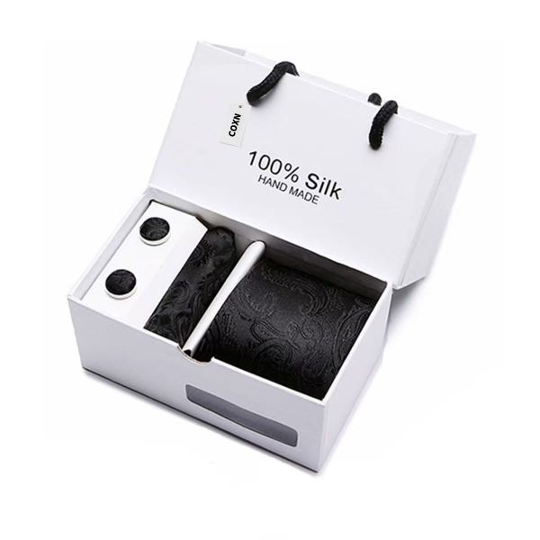 Coxn5 Piece Men's Tie Gift Set Luxury Necktie Pocket Cufflinks Handkerchief