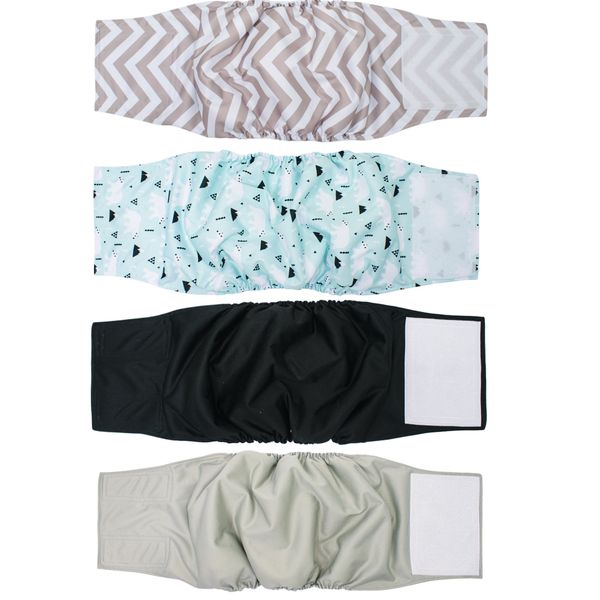 Male Dog Diapers 4 Pack Reusable Belly Bands Washable Puppy Pee Wraps