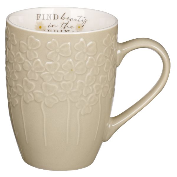 Mug - Find Beauty in the Ordinary, Daisies, Beige