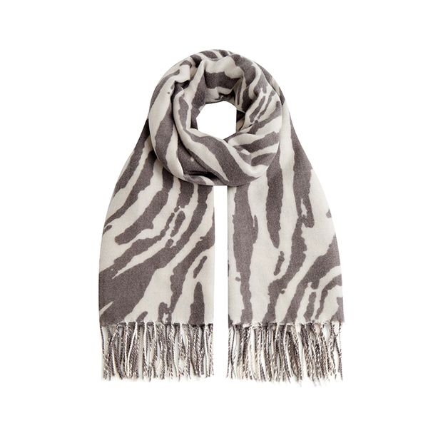 Pashmina - Zebra Print - Grey &amp; Cream